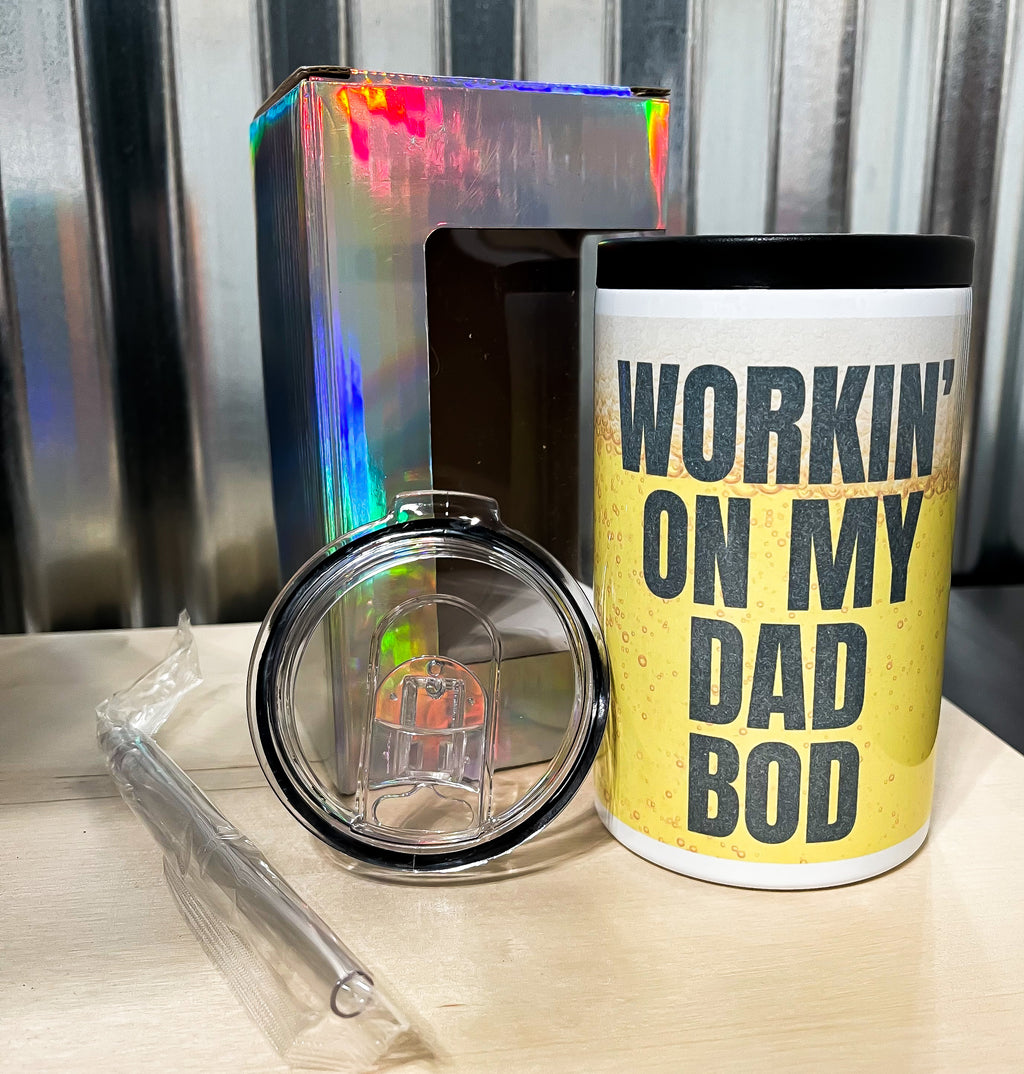 Workin’ On My Dad Bod Can Cooler/Straw Cup Duo